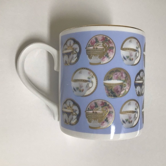 Porcelain Teacup Motif The British Museum Bone China Blue Coffee Cup Gilded Gold - Picture 7 of 12